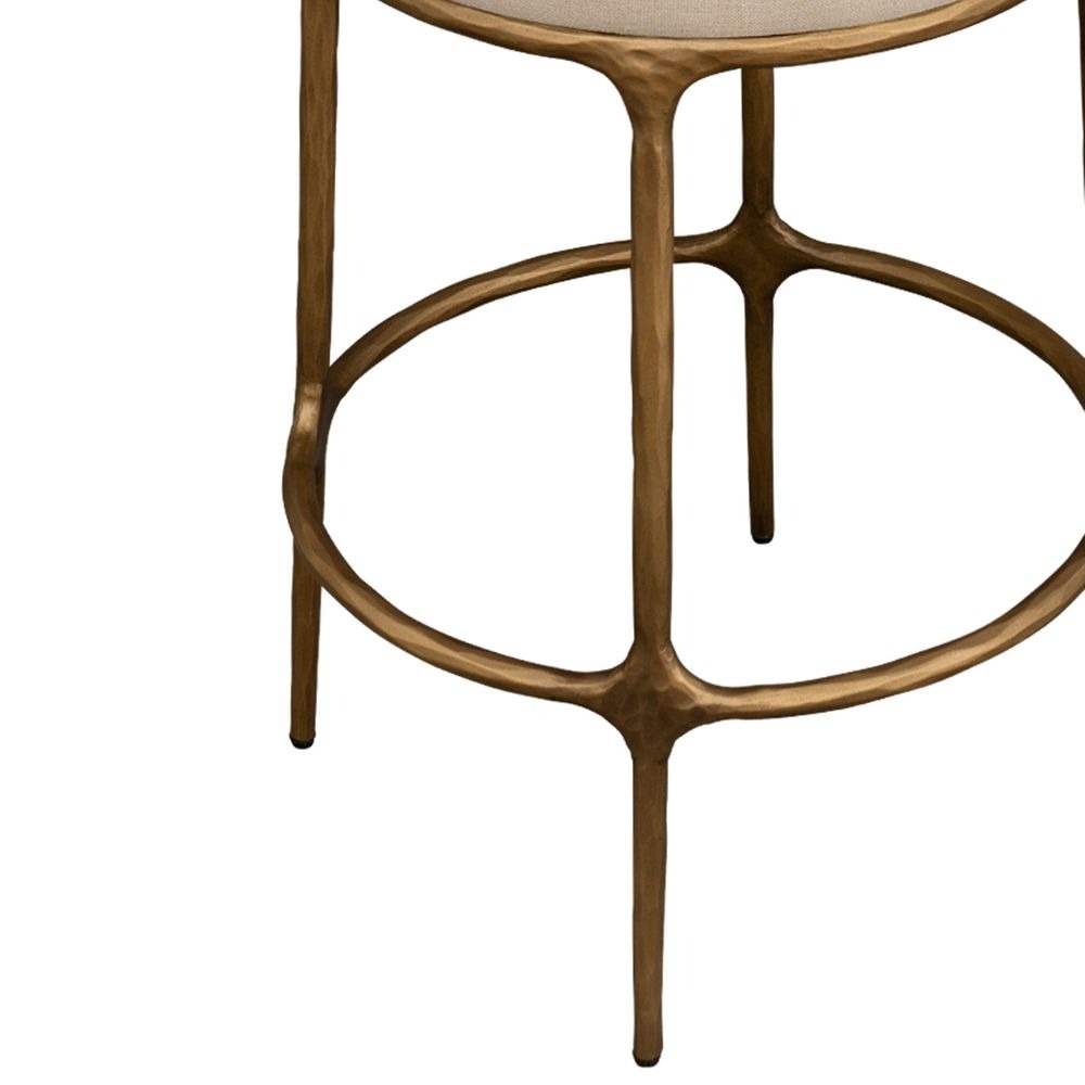 Heston Brass Kitchen Stool Natural Linen, 57.50cm W x 45cm D x 75cm H (RRP $1089) - Image 5
