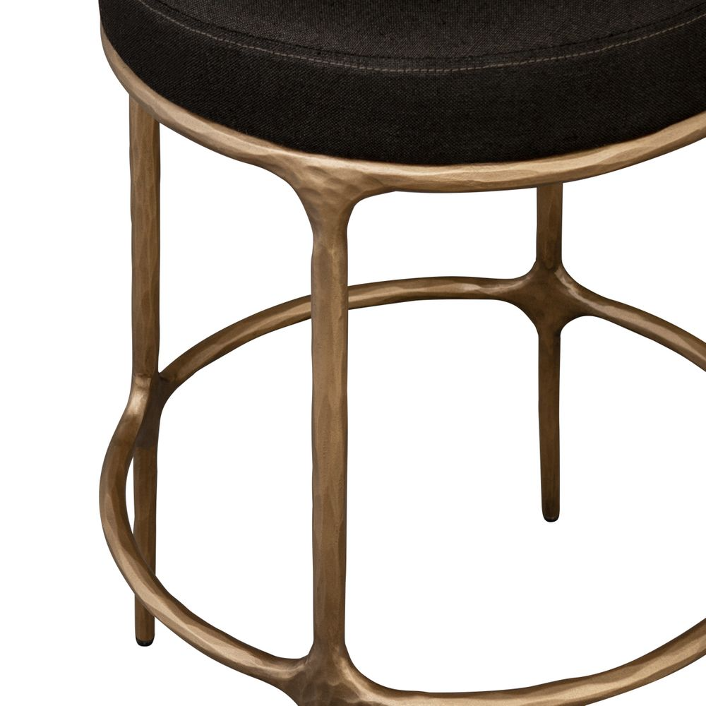 Heston Brass Kitchen Stool Black Linen, 49cm W x 49cm D x 71cm H (RRP $1089) - Image 5