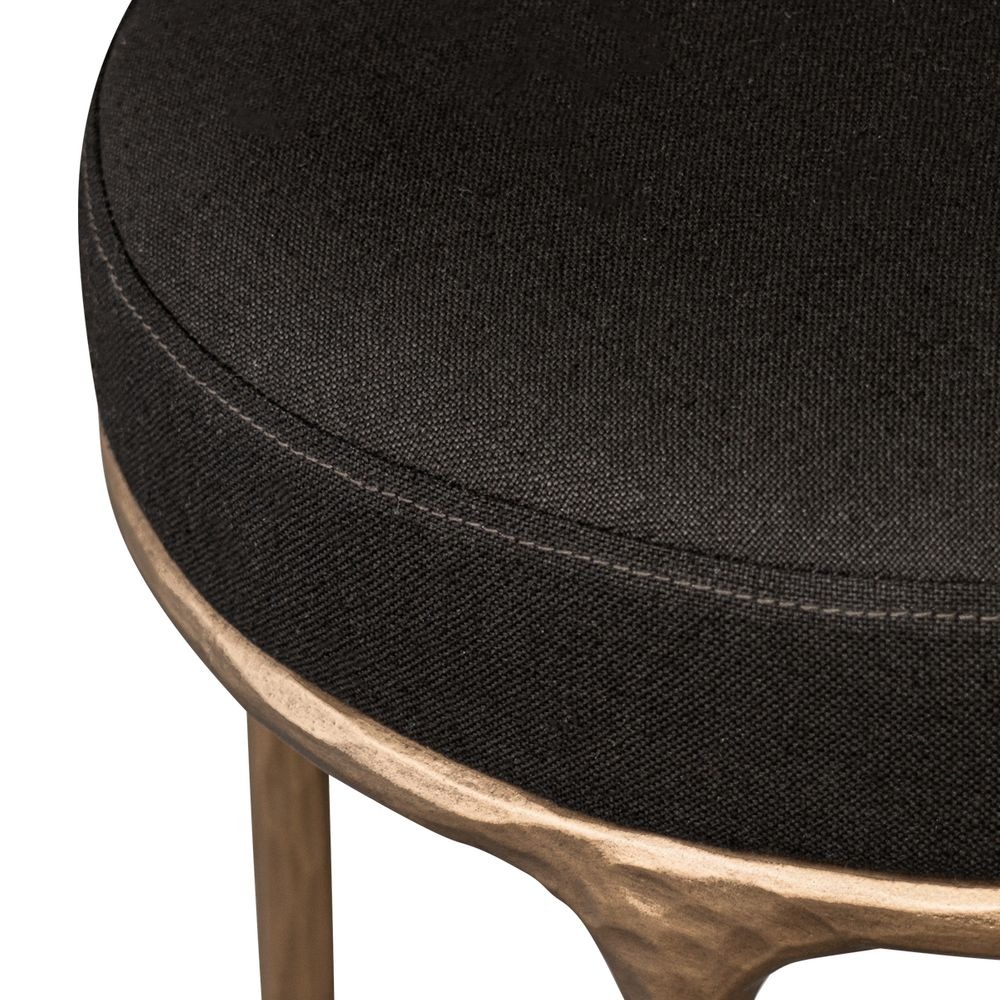 Heston Brass Kitchen Stool Black Linen, 49cm W x 49cm D x 71cm H (RRP $1089) - Image 6