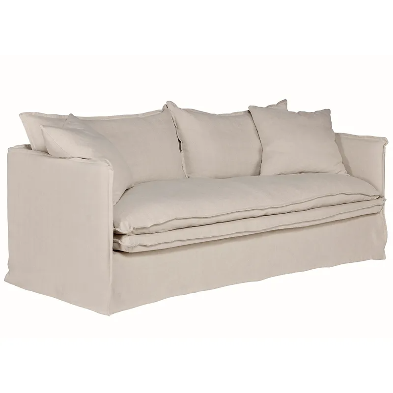 Palm Beach 3 Seater Slip Cover Sofa Natural Linen, 210cm W x 97cm D x 89cm H (RRP $4147) - Image 2