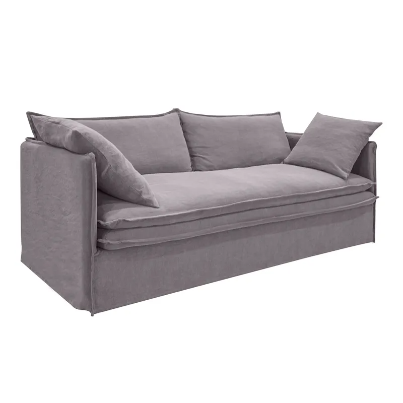 Palm Beach 3 Seater Slip Cover Sofa Slate Grey Linen, 210cm W x 97cm D x 89cm H (RRP $3927) - Image 2