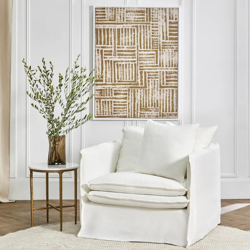 Palm Beach Slip Cover Arm Chair White Linen, 100cm W x 97cm D x89cm H (RRP $2409) - Image 2