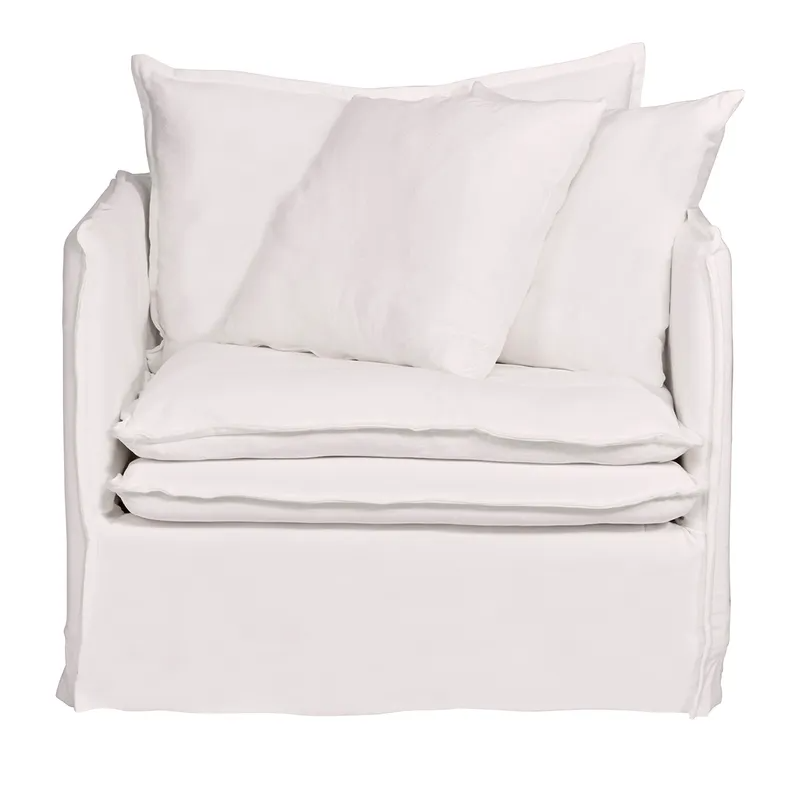 Palm Beach Slip Cover Arm Chair White Linen, 100cm W x 97cm D x89cm H (RRP $2409) - Image 3