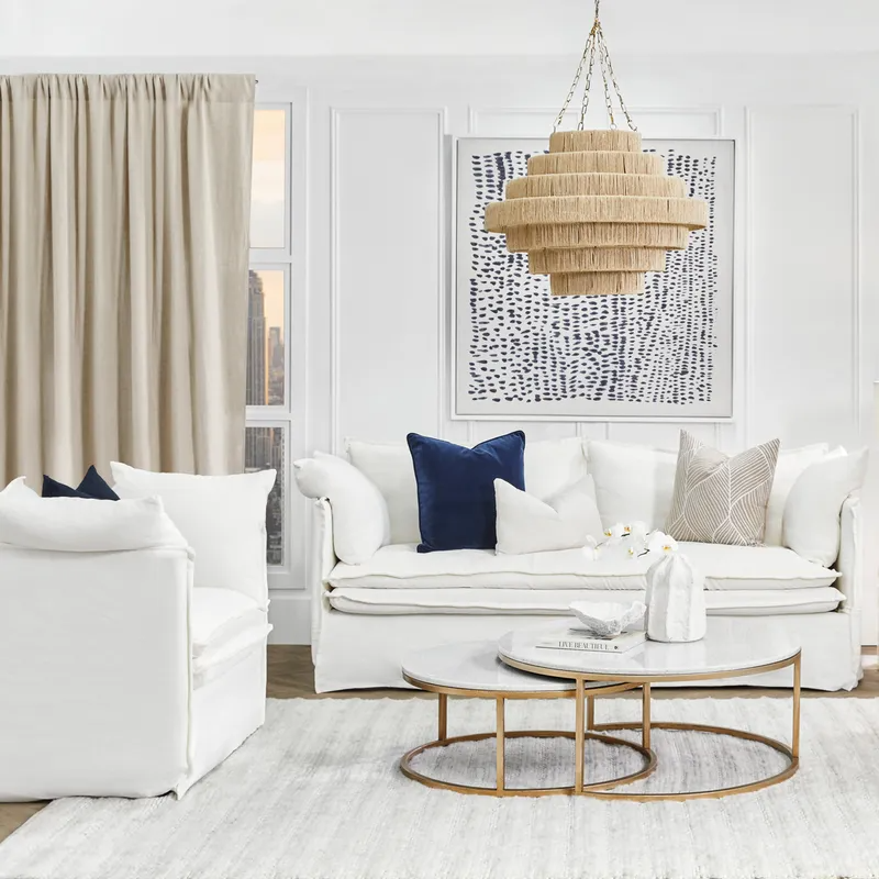 Palm Beach Slip Cover Arm Chair White Linen, 100cm W x 97cm D x89cm H (RRP $2409) - Image 4