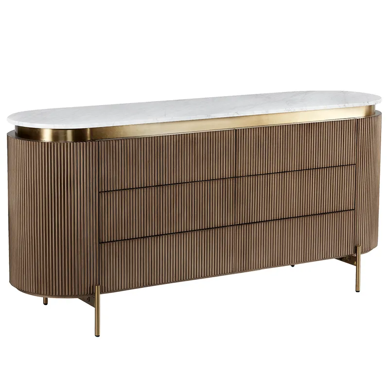 Demarco 6 Drawer Chest Antique Gold, 170cm W x 50cm D x 81cm H (RRP $5709) - Image 2