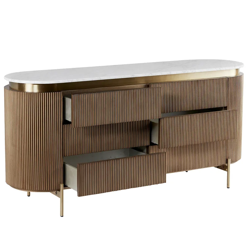 Demarco 6 Drawer Chest Antique Gold, 170cm W x 50cm D x 81cm H (RRP $5709) - Image 4