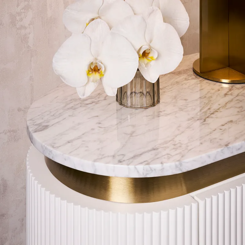 Demarco Bedside Table White, 76cm W x 40cm D x 60cm H (RRP $2453) - Image 2