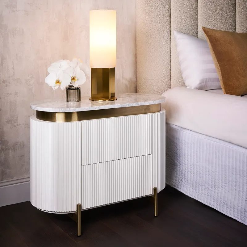 Demarco Bedside Table White, 76cm W x 40cm D x 60cm H (RRP $2453) - Image 4