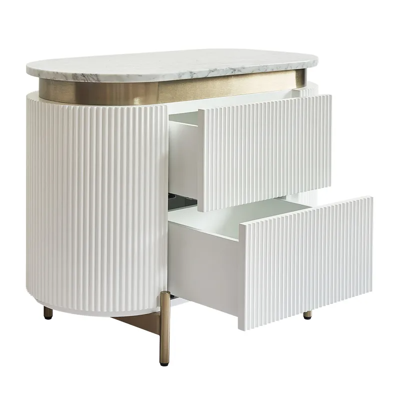 Demarco Bedside Table White, 76cm W x 40cm D x 60cm H (RRP $2453) - Image 6