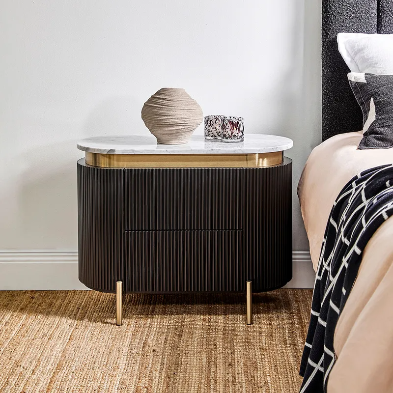 Demarco Bedside Table Black, 76cm W x 40cm D 60cm H (RRP $2453) - Image 2