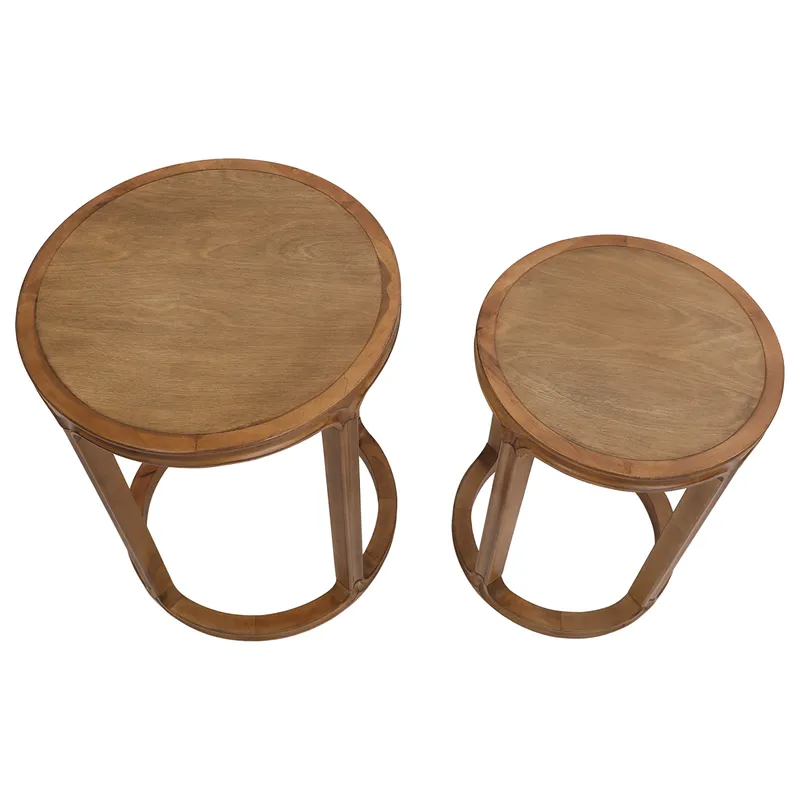 Cadie Nesting Side Tables Walnut, 49cm D x 49cm W x 63cm H (RRP $605) - Image 2