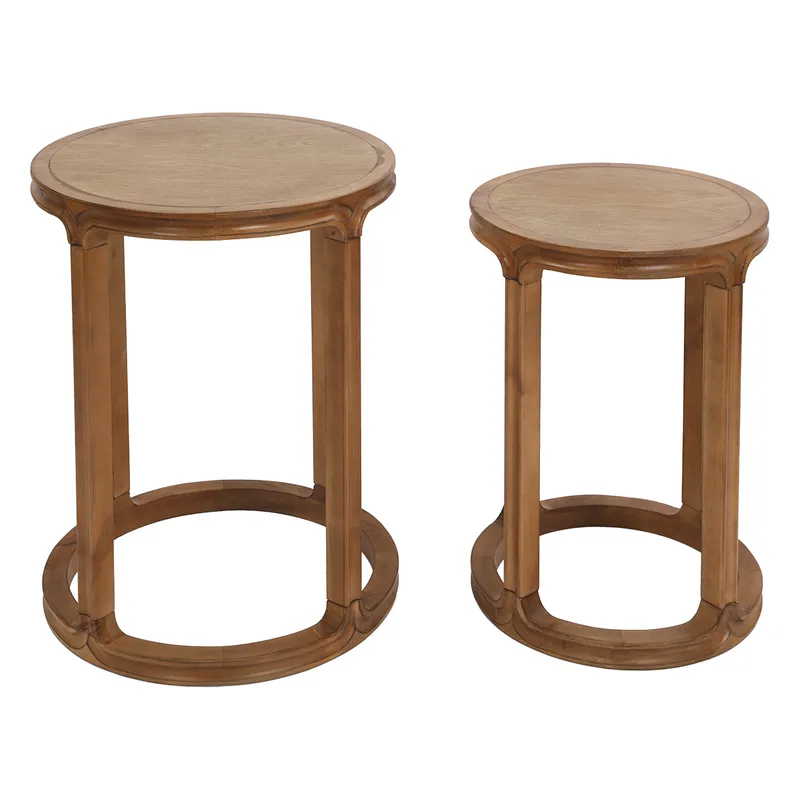 Cadie Nesting Side Tables Walnut, 49cm D x 49cm W x 63cm H (RRP $605) - Image 3