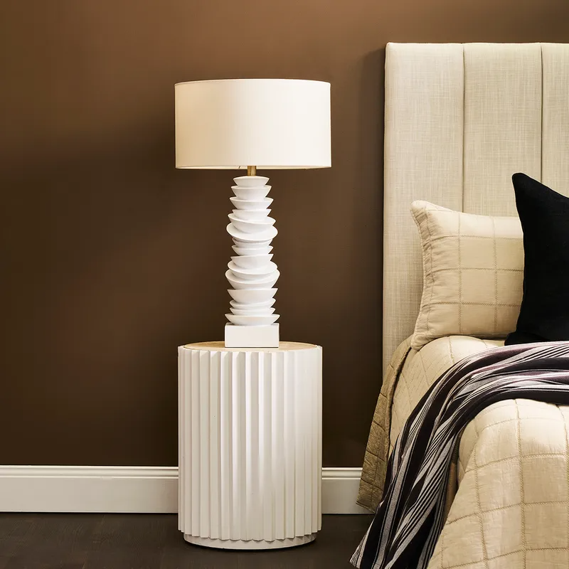 Carter Travertine Side Table White, 39.5cm W x 39.5cm D x 53cm H (RRP $561) - Image 2