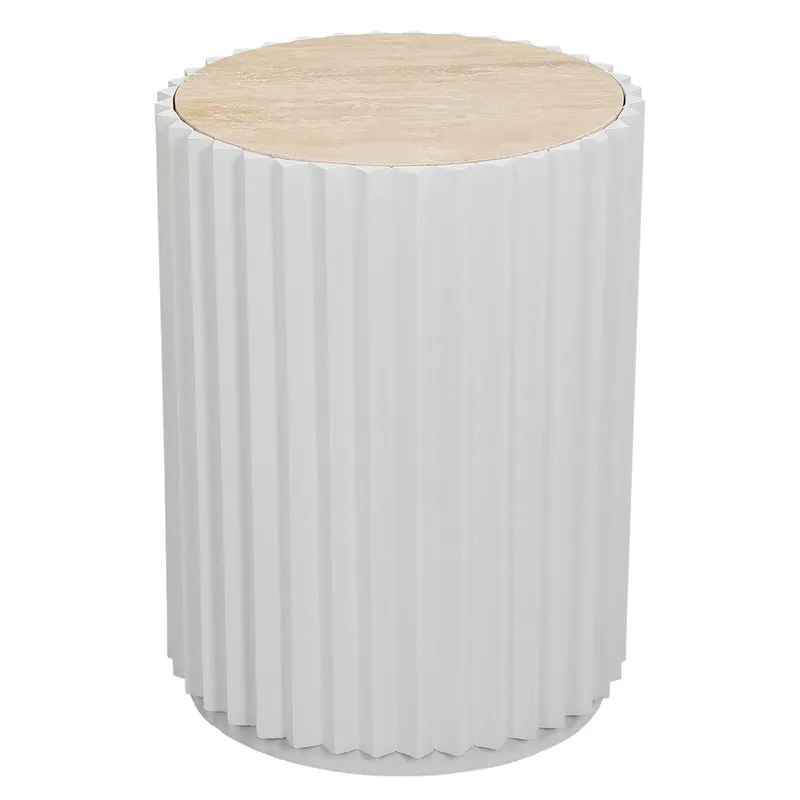 Carter Travertine Side Table White, 39.5cm W x 39.5cm D x 53cm H (RRP $561) - Image 3