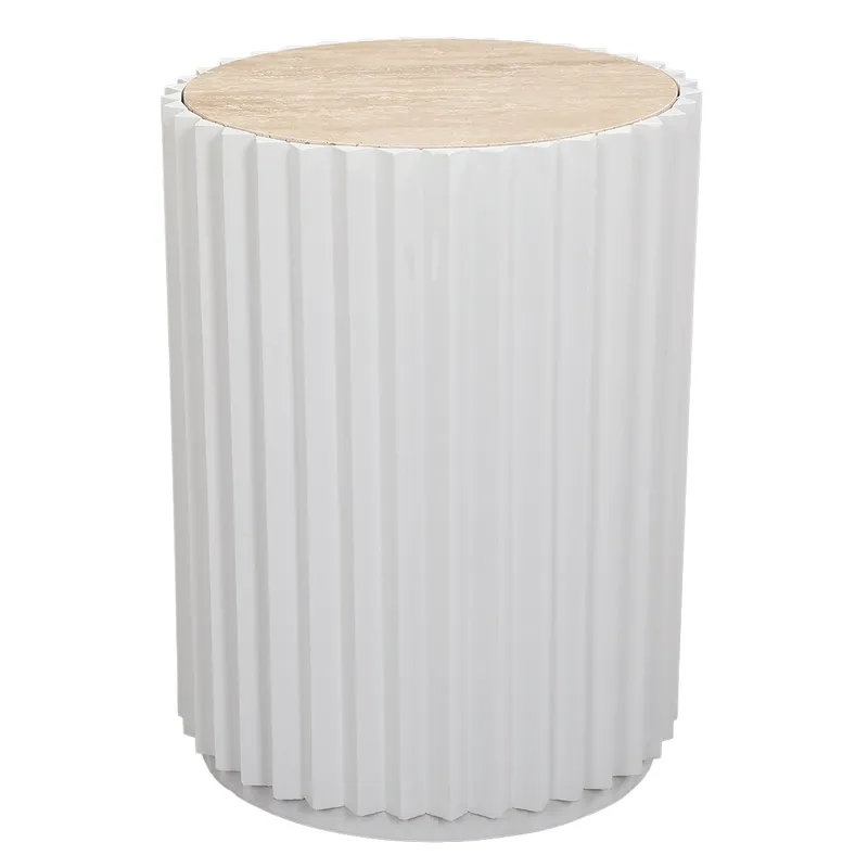 Carter Travertine Side Table White, 39.5cm W x 39.5cm D x 53cm H (RRP $561) - Image 5
