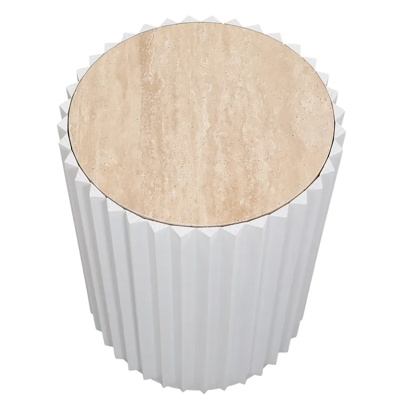 Carter Travertine Side Table White, 39.5cm W x 39.5cm D x 53cm H (RRP $561) - Image 6