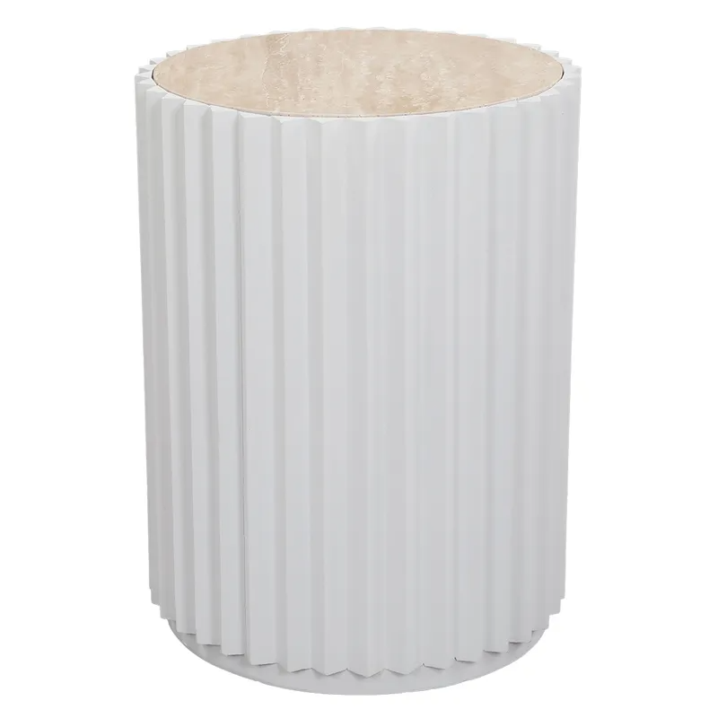 Carter Travertine Side Table White, 39.5cm W x 39.5cm D x 53cm H (RRP $561) - Image 7