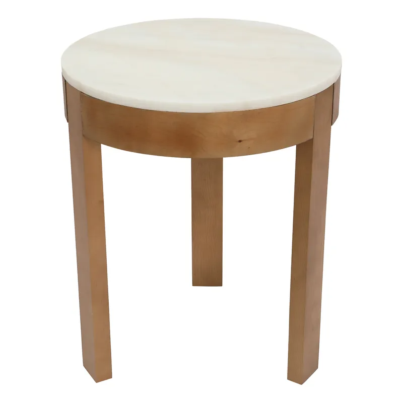 Oliver Marble Side Table Large Oak, 52cm W x 52cm D x 63cm D (RRP $429) - Image 2