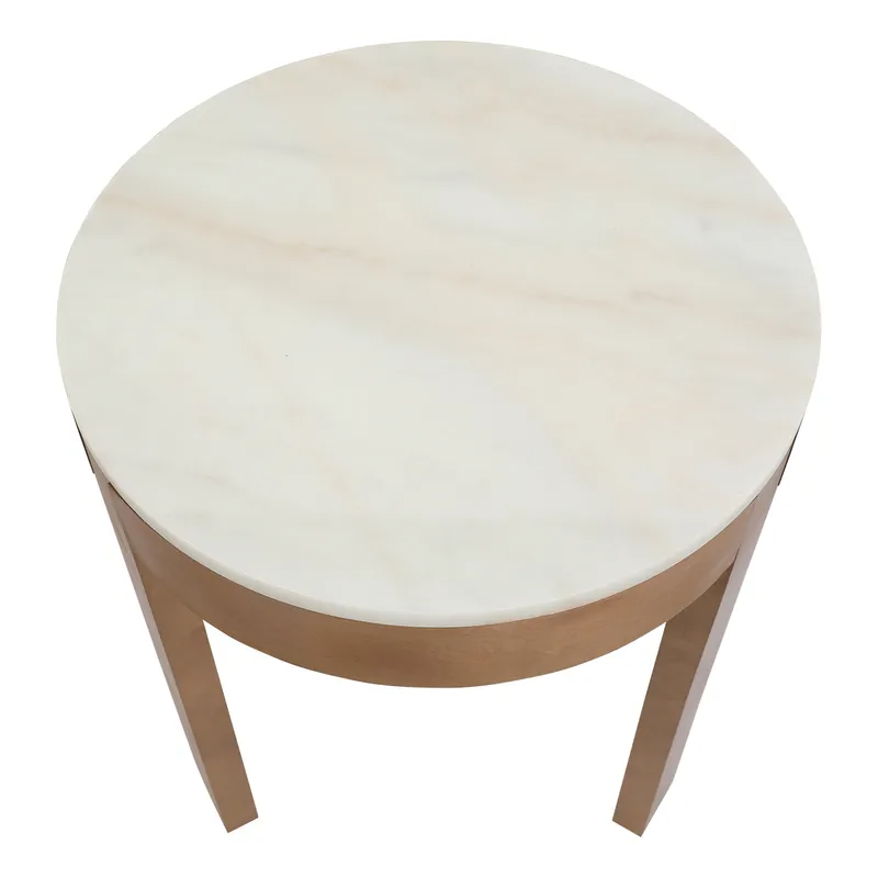 Oliver Marble Side Table Large Oak, 52cm W x 52cm D x 63cm D (RRP $429) - Image 3
