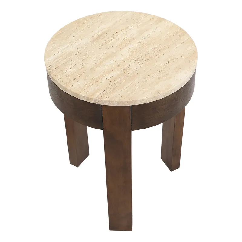 Oliver Travertine Side Table Small Brown, 40.5cm W x 40.5cm D x 52.5cm H (RRP $319) - Image 2