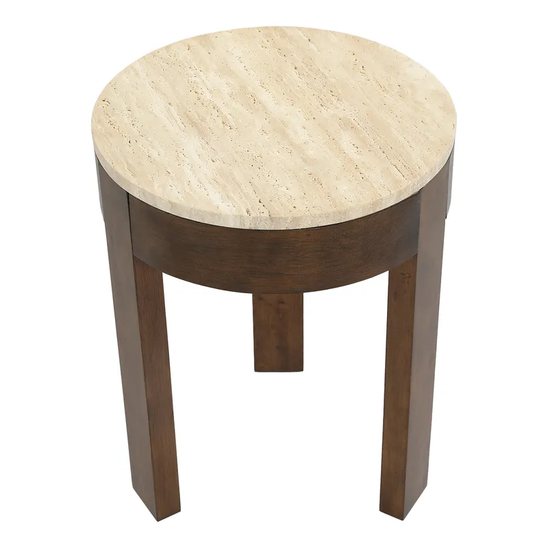 Oliver Travertine Side Table Small Brown, 40.5cm W x 40.5cm D x 52.5cm H (RRP $319) - Image 3