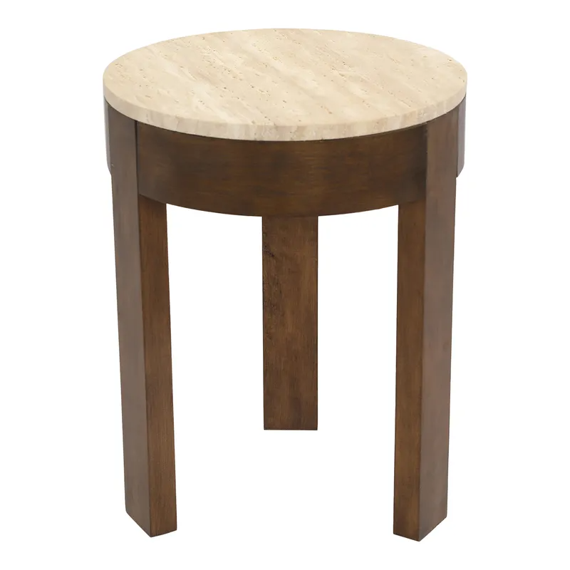 Oliver Travertine Side Table Small Brown, 40.5cm W x 40.5cm D x 52.5cm H (RRP $319) - Image 4