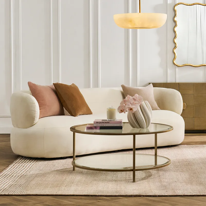 Greenwich 3 Seater Sofa Ivory Chenille, 231cm W x 91cm D x 78cm H (RRP $3949) - Image 2