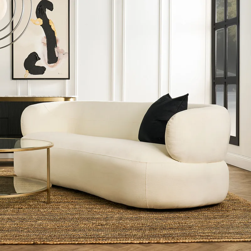 Greenwich 3 Seater Sofa Ivory Chenille, 231cm W x 91cm D x 78cm H (RRP $3949) - Image 4