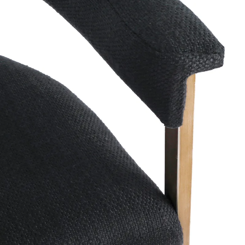 Dino Kitchen Stool Black Linen, 45cm W x 48cm D x 84.50cm H (RRP $605) - Image 4