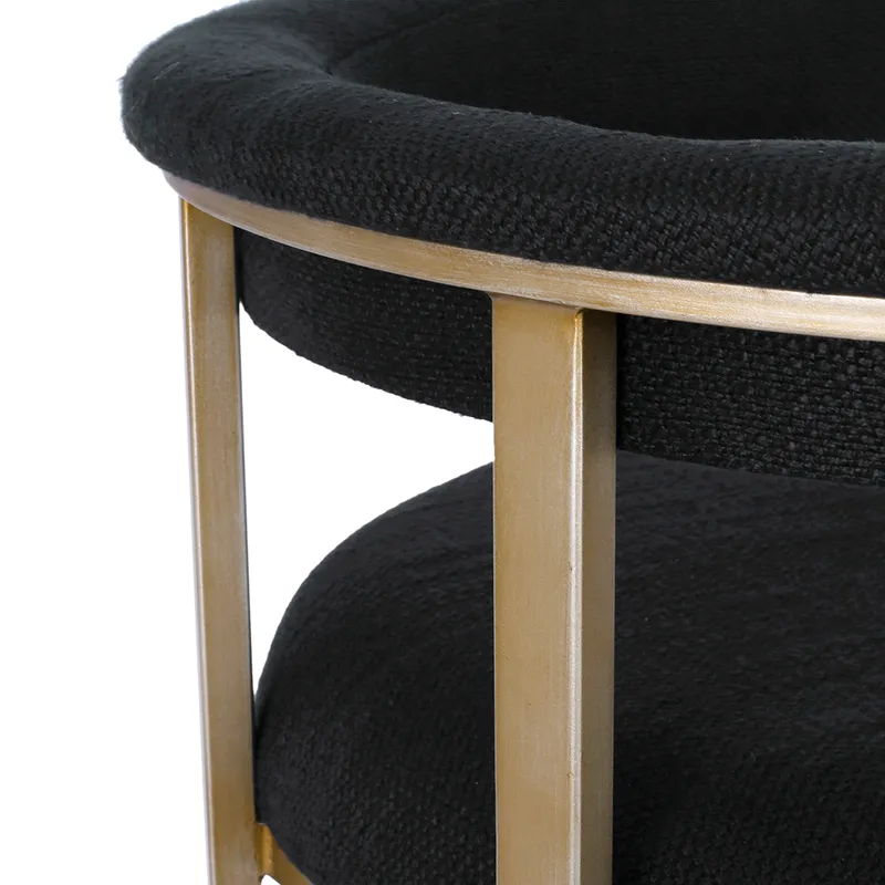 Dino Kitchen Stool Black Linen, 45cm W x 48cm D x 84.50cm H (RRP $605) - Image 5