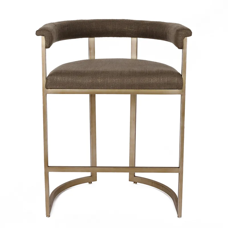 Dino Kitchen Stool Chocolate Linen, 47cm W x 48cm D x 75cm H (RRP $605) - Image 2