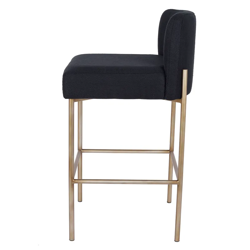 Leon Kitchen Stool Black Linen, 54cm W x 54cm D x 87cm H (RRP $605) - Image 2