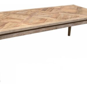 "Marrakesh" Solid Hardwood Parquetry Top Dining Table with tapered legs Recycled Elm, 200cm x 90cm