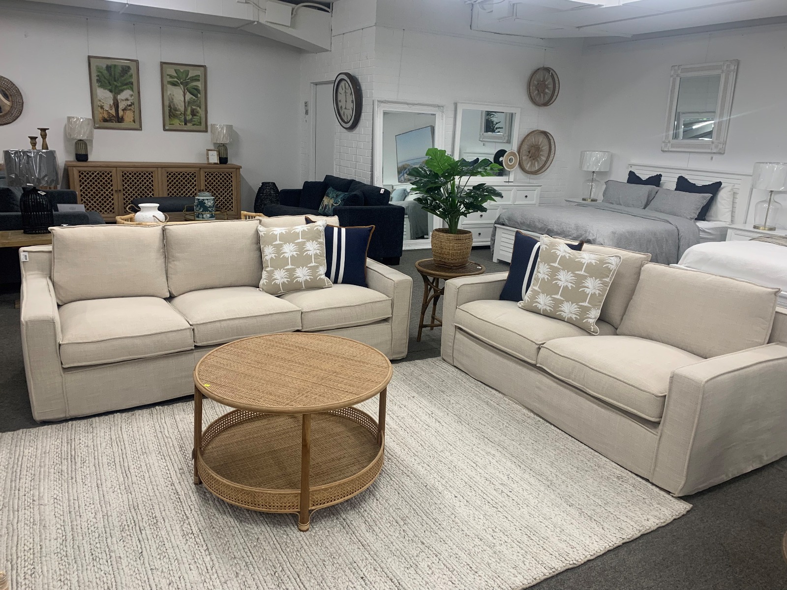 FLOORSTOCK CLEARANCE SALE "Eastport" Hamptons Style Feather Filled Fabric 2 Seater Lounge with Removable & Dry Cleanable Slip Covers, Available in Grey (RRP $1999) - Image 2