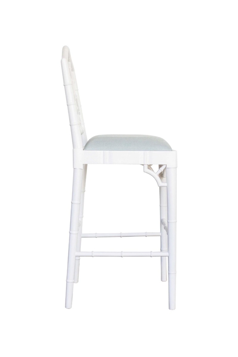 "Nantucket" Hamptons Style Chippendale Kitchen Counter Bar Stool, White - Image 4