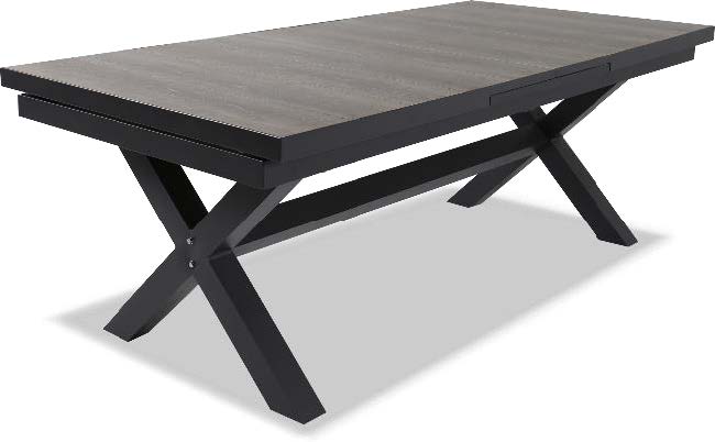 "Positano" Resort Style Outdoor Tile Top Aluminium Extension Dining Table Gunmetal, 207cm - 267cmL x 105cmW x 75cmH (RRP $2499) - Image 3