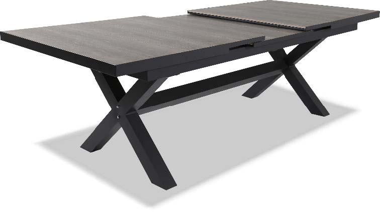 "Positano" Resort Style Outdoor Tile Top Aluminium Extension Dining Table Gunmetal, 207cm - 267cmL x 105cmW x 75cmH (RRP $2499) - Image 2