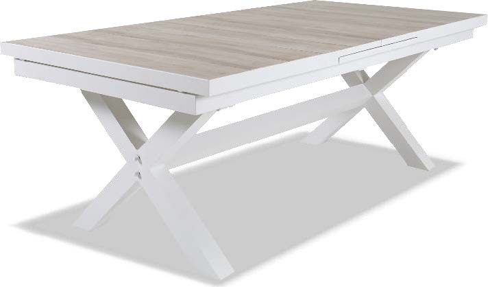 "Positano" Resort Style Outdoor Tile Top Aluminium Extension Dining Table White, 207cm - 267cmL x 105cmW x 75cmH (RRP $2499) - Image 3