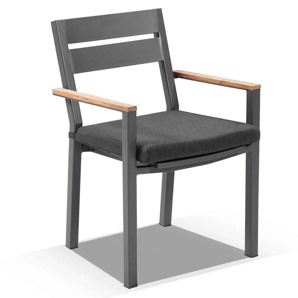 "Newport" Hamptons Style Outdoor 3.55m Aluminium and Teak Top Dining Table with 12 Avalon Chairs in Charcoal - Image 2