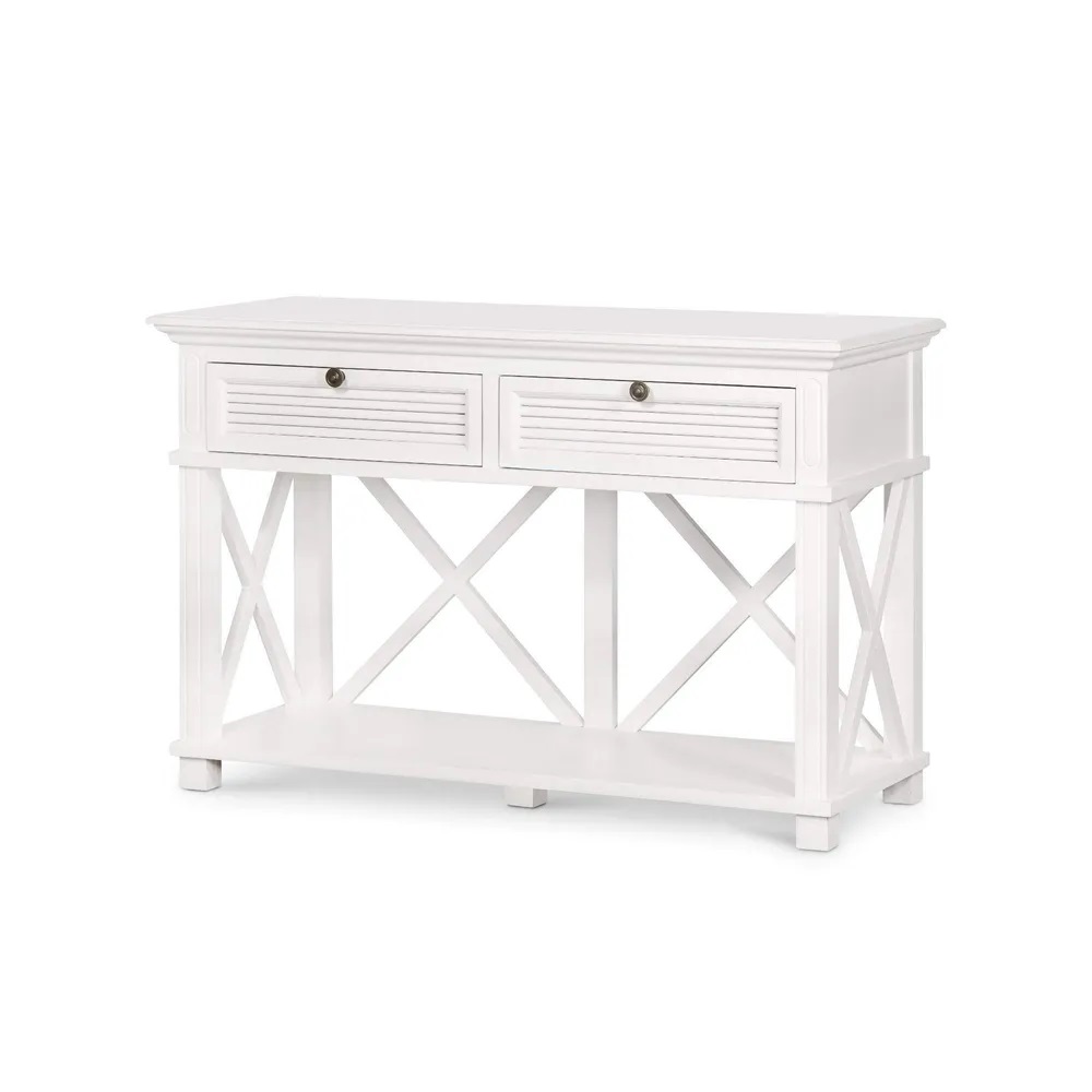 West Beach 2 Drawer Hamptons 130cm Console White, L 50cm W 130cm H 85cm (RRP $1299) - Image 5