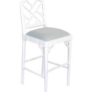 "Nantucket" Hamptons Style Chippendale Kitchen Counter Bar Stool, White