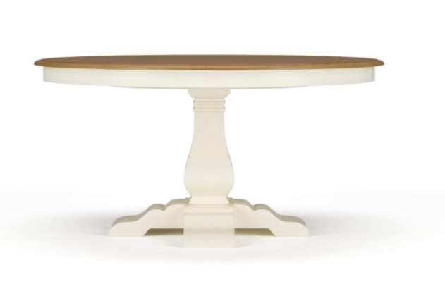 FLOORSTOCK CLEARANCE SALE "Hamptons House" Round Timber Dining Table with Antique French Oak Top & Distressed White Base, 180cm (RRP $3299) - Image 2