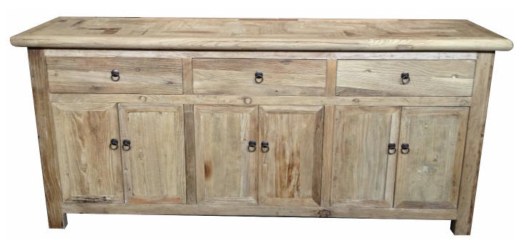 "Santiago" Hamptons Style 6 Door 3 Drawer Buffet Recycled Elm Natural, 200cm x 48cm x 90cmH - Image 3