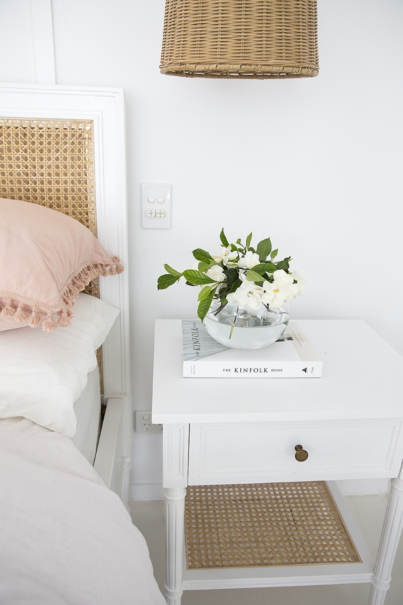 Hamilton Cane Bedside Table White, Width 57cm x Depth 45cm x Height 60cm - Image 2