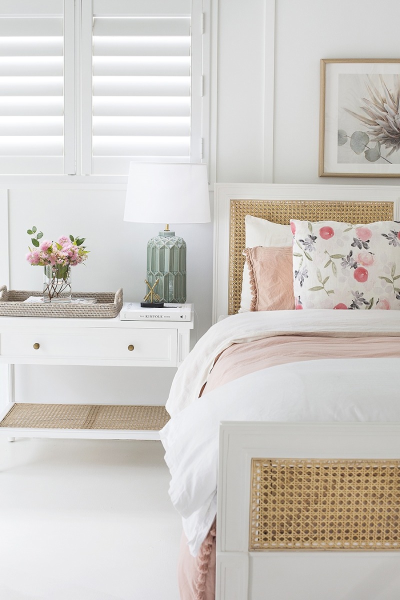 Hamilton Cane Nightstand / Bedside White, W 91cm x D 51cm x H 66cm - Image 2