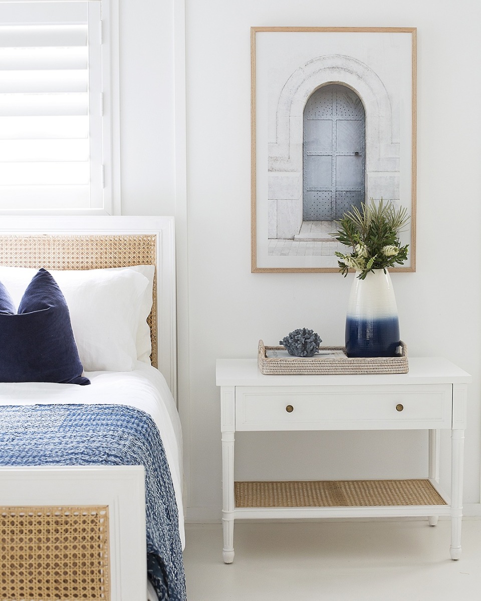 Hamilton Cane Nightstand / Bedside White, W 91cm x D 51cm x H 66cm - Image 4
