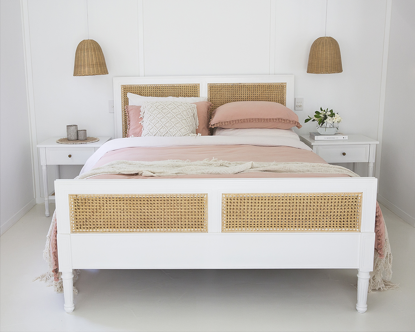 Hamilton Cane Bed Double White, 149cm Wide x 217cm Long x 122cm High - Image 10