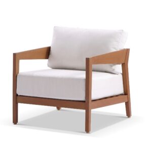 Clontarf 1 Seater Armchair Outdoor Teak Look Aluminium Chair, Sunbrella Cushions