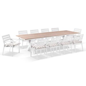 "Montego Bay" Hamptons Style Outdoor Aluminium 3m Dining Setting with 10 Chairs with Sunbrella Cushions