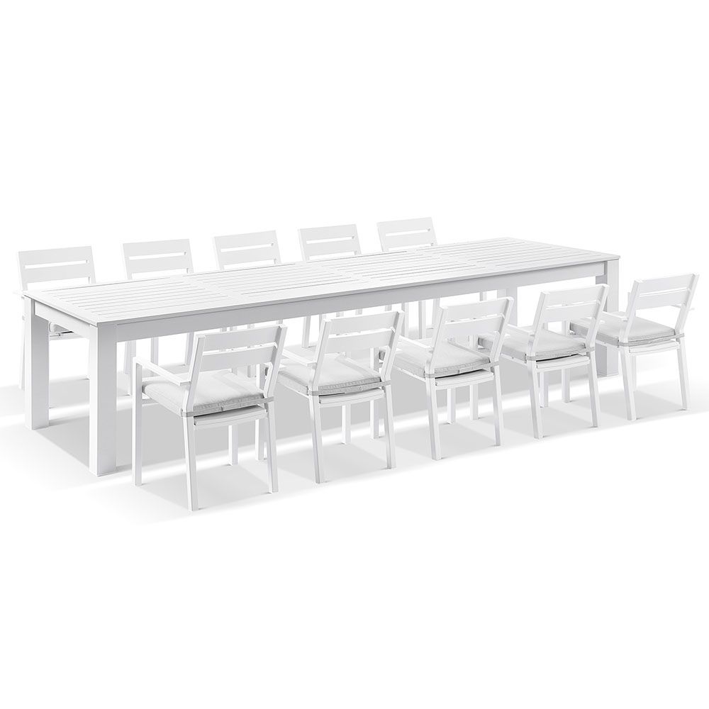 "Hawaii" Aluminium Outdoor Dining Table & 12 x Chairs Package White, 355cm x 100cm - Image 2